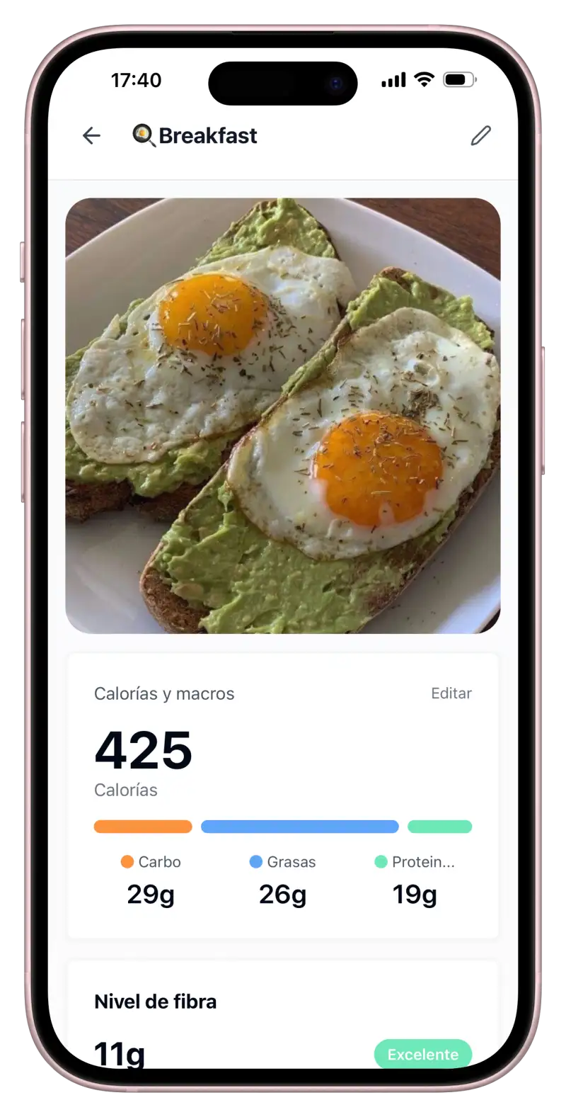PonteFuerte Protein Tracker calorie and protein screen